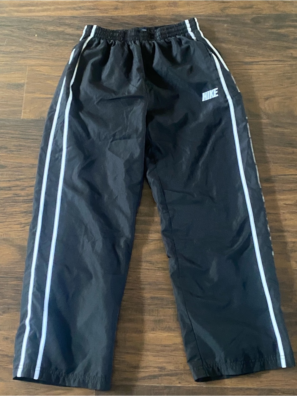 Nike Kids Black Track Pants with White Side Piping
